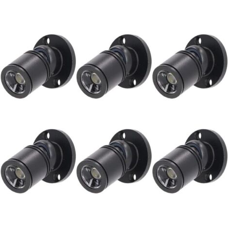 Bardusch - Mini-spots LED dimmables 12V - 1,5W 3000K lumière chaude, éclairage ajustable avec variateur pour présentoirs, noir - lot de 6