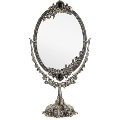 Bardusch-Miroir de Maquillage Décoratif Vintage Ovale et Double-Face pour Table, Photographie, Dressing (Grand, Bronze)