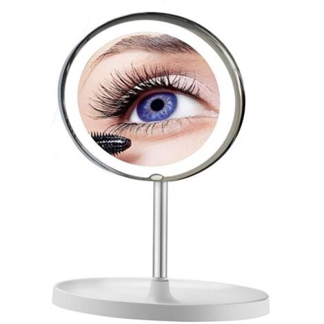 Bardusch-Miroir grossissant 20cm Diamètre pivotant à 360 degrés grossissement 10x fixation pliable murale miroir maquillage avec lumière