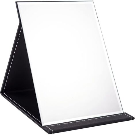 Bardusch-Miroir maquillage pliable sur pied en cuir PU, super HD, réglage multi-angle, dimensions 25x18 cm