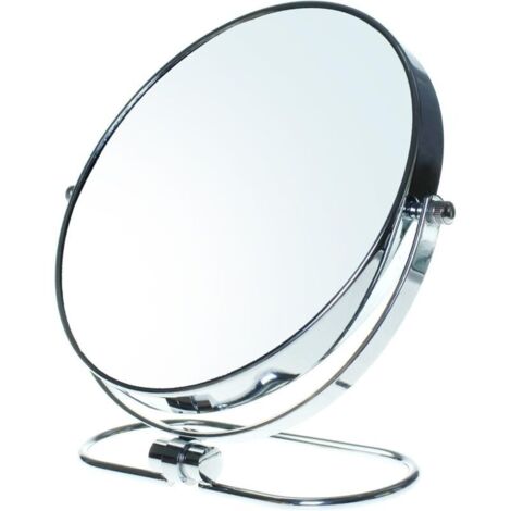 Bardusch - Miroir Maquillage Pliable, x3 Grossissement, 8" Cosmétique sur Pied pour Chambre et Voyage, Ø 20 cm de Table, Double Visage Tournant de Rasage, TKD3125-10x