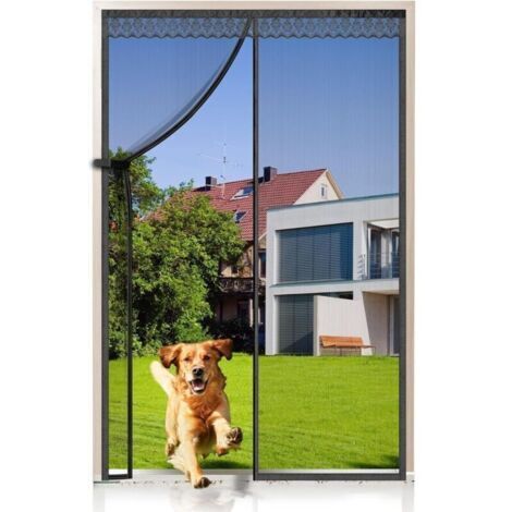 Bardusch - Moustiquaire de Porte Magnétique en Fibre de Verre 100x220cm, Fermeture Automatique Rideau Porte Anti insectes avec Aimants sans Perçage, Noi