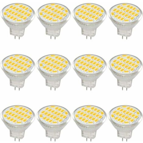 Bardusch-MR11 GU4 Ampoule LED lumière lumières DC/AC 10–30V 3 W, 12V, 24V, 30W Ampoule halogène équivalent, 400 lumens, Blanc chaud 3000K, LED de remplacement pour kit, jardin, intérieur, (lot de 12)