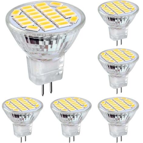 Bardusch-MR11 GU4 LED 3W Lumière blanche positive 6500K, Non dimmable, Ampoules LED Spot GU4, Équivalent Halogène 25-35W, 350LM, AC/DC 12V, Angle de Faisceau 120°, Lot de 6