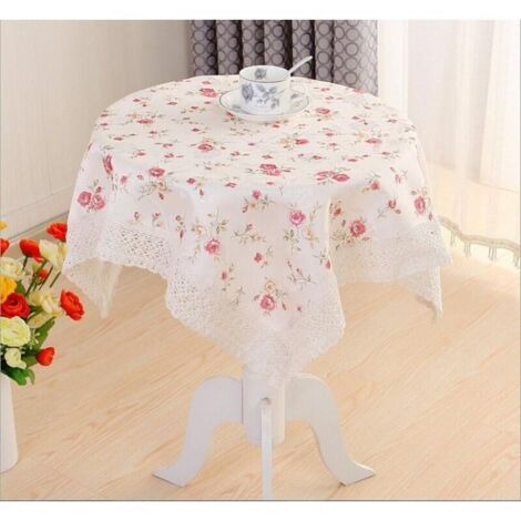 Bardusch-Nappe carrée rustique avec motif floral - Décoration de table - Dessus de table en dentelle blanche - 80 x 80 cm