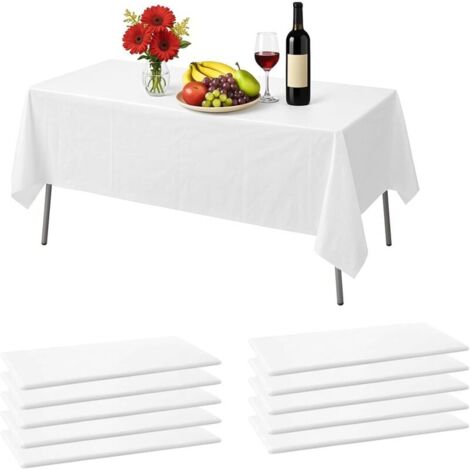 Bardusch-Nappe Imperméable Rectangulaire en PEVA Blanc 153cmX214cm, Lot de 5 Nappes Jetables pour Fêtes et Mariages