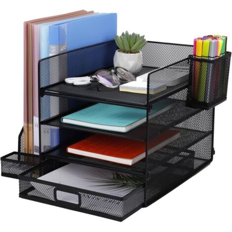 Bardusch-Organisateur bureau maille A4 à 3 niveaux + porte-stylo + rangement documents