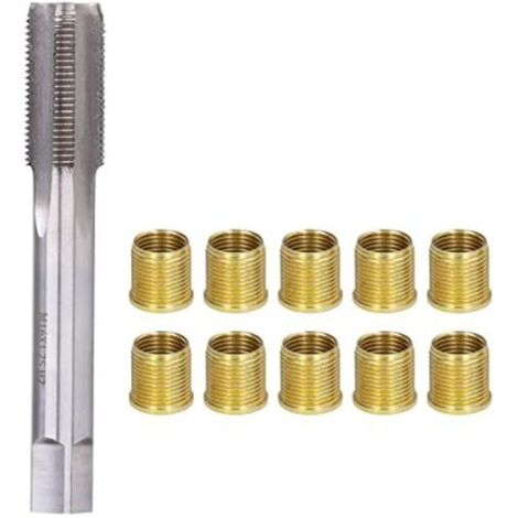 Bardusch - Outils de Réparation de Trou de Filetage de Bougie D'allumage, Kit de Réparation de Filetage avec 10 Inserts Filetés M14 X 1,25 et Un Taraud Fileté M16 X 1,25 pour Moteur à Essence