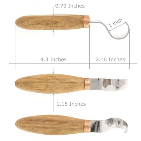 Bardusch - Outils sculpture bois droitier, crochet et couteau coudé pour bols, tasses, cuillères
