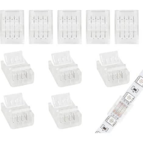 Bardusch-Pack de 10 Connecteurs LED 10mm à 4 Broches pour Bandes de LED pour Bandes de LED RGB 10mm 5050 3528, Tournevis Inclus (Connexion des bandes LED et des bandes)
