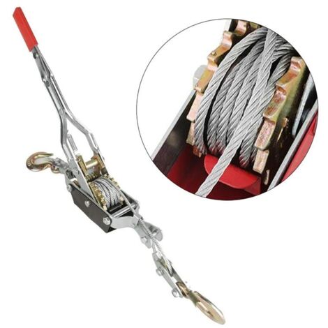 Bardusch - Palan à câble manuel à levier, outil de levage de câble à cliquet, double crochet avec système à cliquet, treuil manuel puissant, idéal pour la construction, les autoroutes (4T)