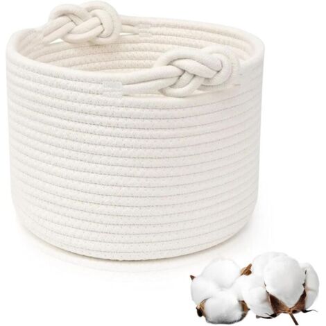 Bardusch-Panier à linge en corde de coton tissé avec poignées, empilable, blanc, pour vêtements ou jouets