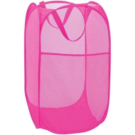 Bardusch-Panier à linge maille solide avec poche latérale, rose pâle, 36 x 36 x 60 cm, buanderie/salle de bain