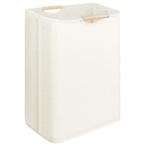 Bardusch - Panier à linge pliable 60L avec Manche en Bois Corbeille a Linge pour chambre à coucher, salle de bain, chambre d\'enfant