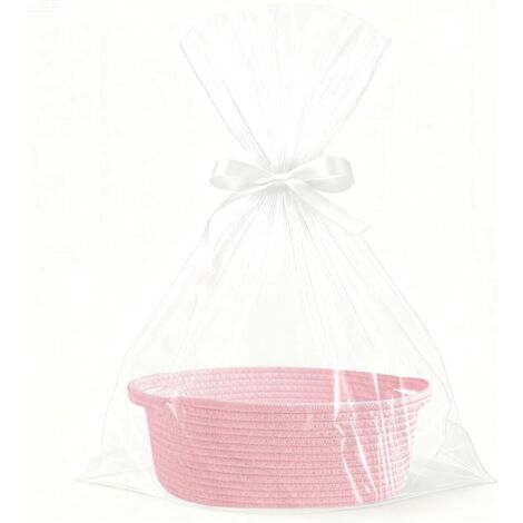 Bardusch-Panier cadeau vide tressé avec rubans, coloris rose, à garnir pour occasions spéciales comme Pâques ou mariage