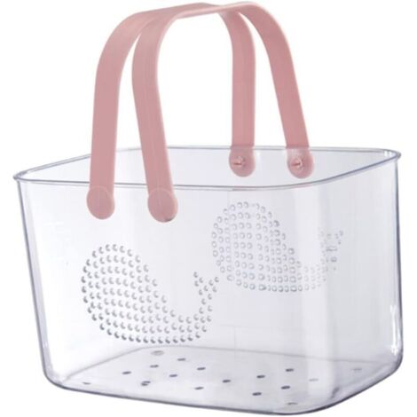 Bardusch - Panier De Bain Transparent En Plastique Avec Poignée Grand Volume Couleur Rose Panier De Rangement Multifonction Pour Salle De Bain Portable Et Drainant Pour Domicile Et Dortoir