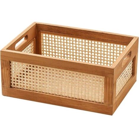 Bardusch-Panier de rangement en bois, avec poignées, panier à linge portable, pour ranger le linge de lit (marron)