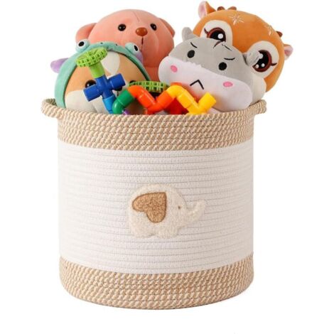 Bardusch-Panier de rangement en corde de coton tressée avec poignée, motif éléphant, pour jouets ou couvertures