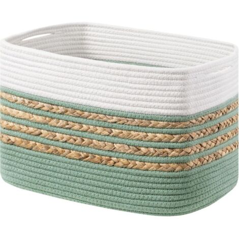 Bardusch-Panier de rangement rectangulaire en corde de coton avec poignées, 35,6 x 20,3 x 22,9 cm, pour jouets et serviettes, vert