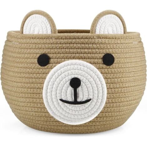 Bardusch-Panier en Corde de Coton, Panier de Rangement pour Chambre d’Enfant avec Motif Ourson, Idéal comme Coffret Cadeau Naissance (Marron)