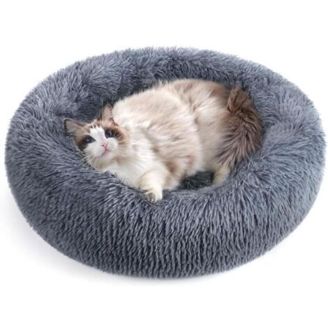 Bardusch - Panier pour chat/chien Rond en Peluche pour et Confortable Lavable-60cm-Gris Foncé