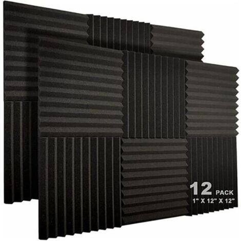 Bardusch - Panneaux acoustiques - - 12 panneaux - 1x12x12 pouces - Mousse insonorisante - Noir