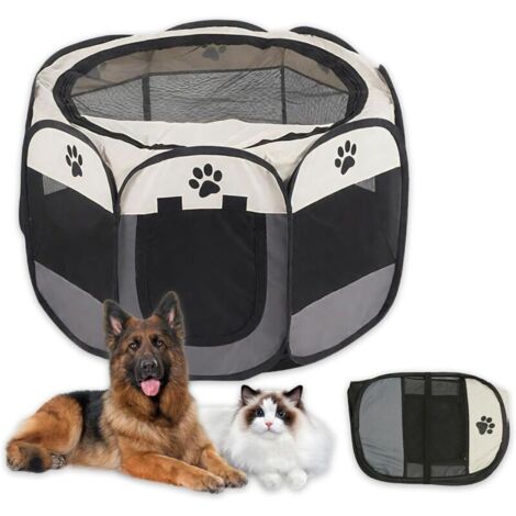 Bardusch-Parc pour chiot et chat - Pliable - Noir - Imperméable - Portable - Avec housse en filet - Pour chiens, chats, petits animaux - Intérieur et extérieur - 72 x 72 x 45 cm