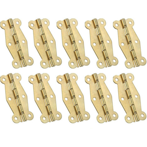 Bardusch Petites Charnières Mini de Boîte Vintage 49mm, 10 Pcs 90 Degré Charnières de Papillon pour Boîte à Bijoux, Quincaillerie avec Vis pour Armoire, Boîte en Bois, Tiroir, Doré