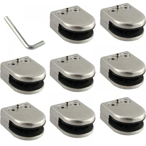 Bardusch-Pince De Verre 8 PCS 6-8mm En Acier Inoxydable 304 Clip En Verre Pince Support Dos Plat Finition Chromig pour Balustrade