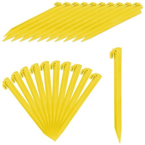 Bardusch-Piquet de fixation, lot de 32 sardines tente, piquet ancrage sol jardin 31 cm long, plastique, jaune