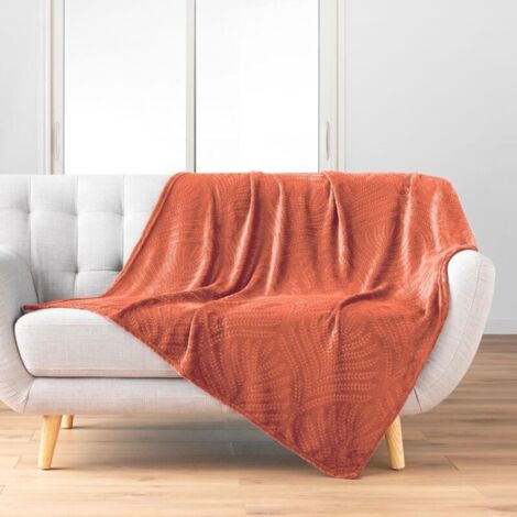 Bardusch-, Plaid (100 x 150 cm) Terracotta, Flanelle Relief Unie