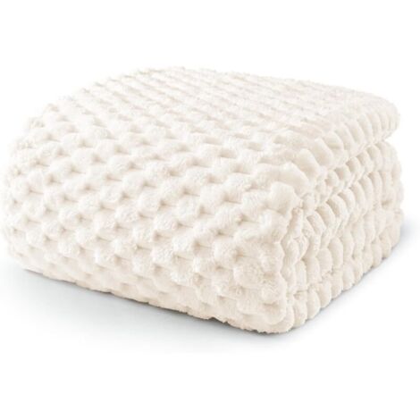 Bardusch-Plaid polaire 90170cm, blanc cassé, léger, douillet, moelleux, pour toute la saison