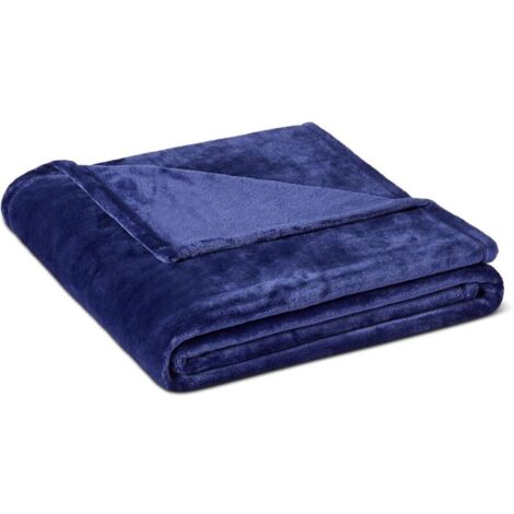 Bardusch-Plaid Polaire, Douce et Chaude, Moelleuse Couverture pour Canapé, 127 x 152 cm, Bleu Marine