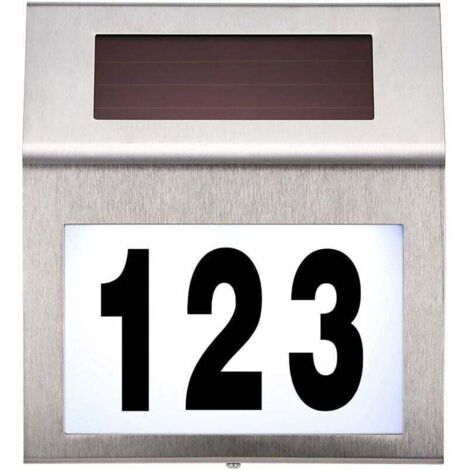 Bardusch-Plaque de numéro de maison en acier inoxydable avec énergie solaire, à l'épreuve de l'eau pour maison, Lampe à LED à énergie solaire, lampe de numéro de maison