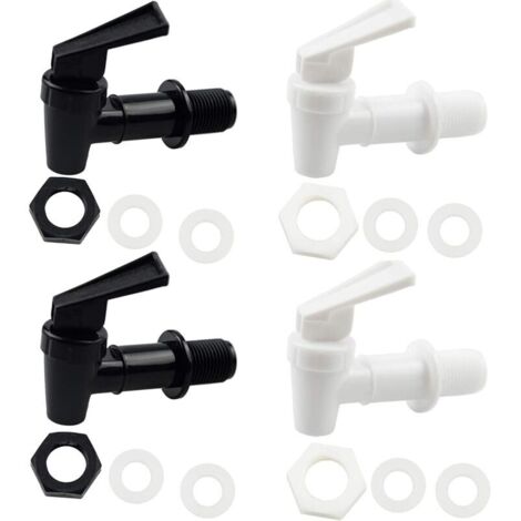 Bardusch-Plastique Robinet, Robinet De Tonneau, Distributeur De Boissons, Pour Fermenter Le Vin, La BièRe, Le Jus De Fruits, Les Boissons, Bec Verseur RéUtilisable (Noir, Blanc)