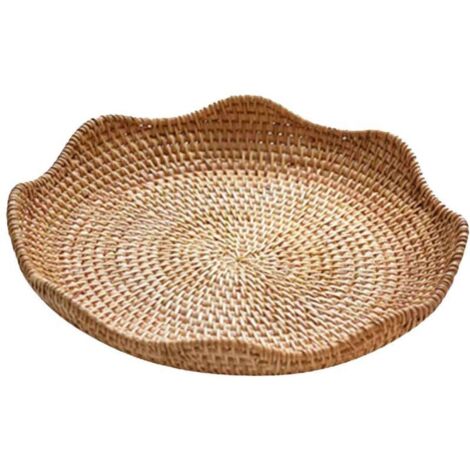 Bardusch-Plateau de service rond en rotin, récipient de rangement pour aliments, présentoir en osier pour la cuisine, 23 cm x 4 cm