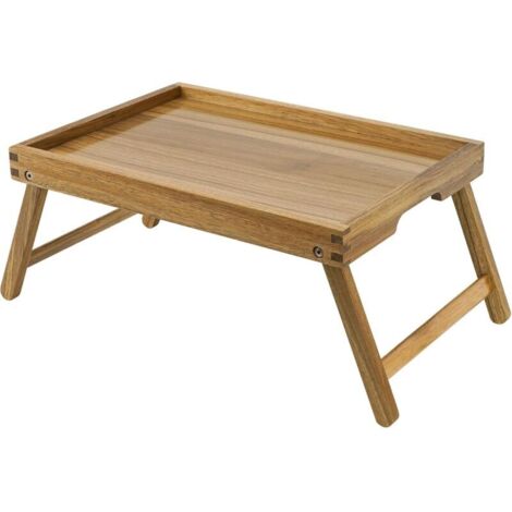 Bardusch-Plateau lit acacia pliable – 32x20x2 cm – petit-déjeuner, ordinateur – chambre à coucher