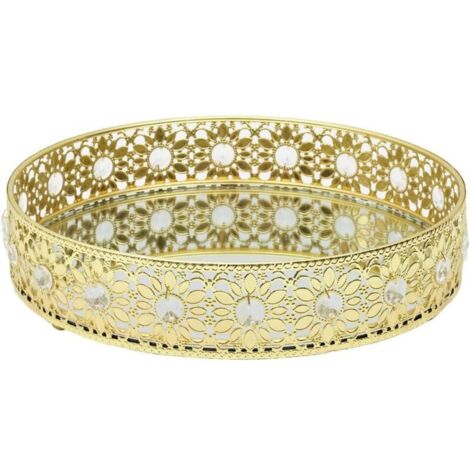 Bardusch-Plateau miroir doré KA0204 – Ø25 cm – bougies, boissons – finition or – entretien facile