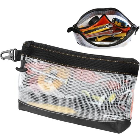 Bardusch Pochette Zippée Sac a Outils Matériau Pvc Transparent Rangement Outils Étanche Et Antistatique Trousse Crochet En Métal Sacoche Avec Fermeture Éclair