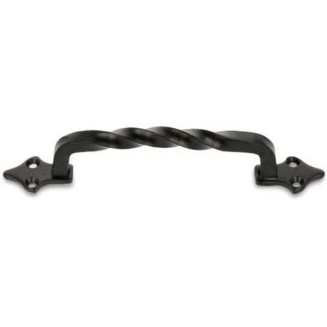 Bardusch-Poignée - Modèle 1002 - Fabriquée en acier - Quincaillerie rustique - 130 mm - Sans plaque - Vis incluses - Finition : Noi