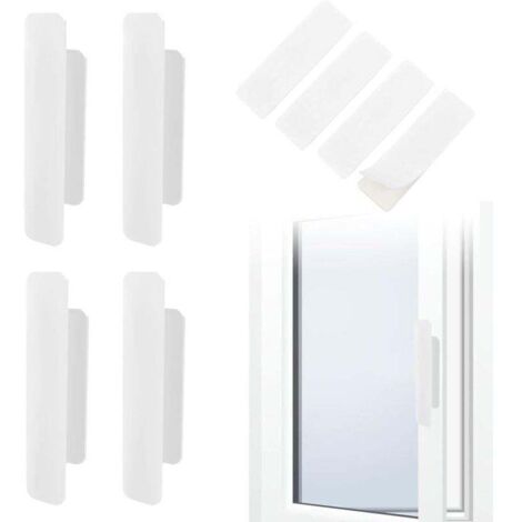 Bardusch-Poignées de Porte Autocollantes Poignées de Porte de Balcon Bouton de Porte Plastique Poignées d'Armoire, Sans Perçage, pour Fenêtres Portes en Verre Tiroirs (Blanc, rectangulaire)