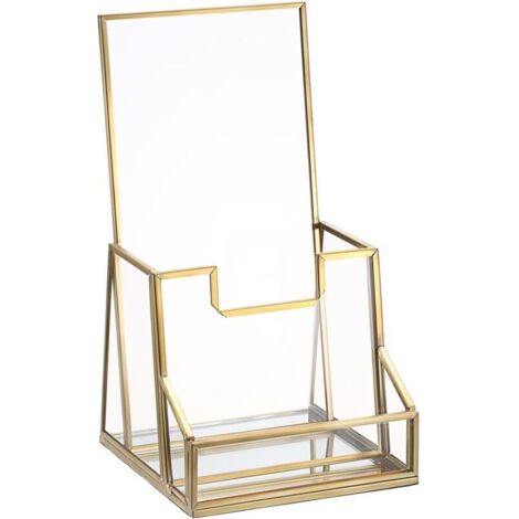 Bardusch-Porte-brochures en métal et verre A6 avec support pour littérature de comptoir, dimensions 11×11×20 cm