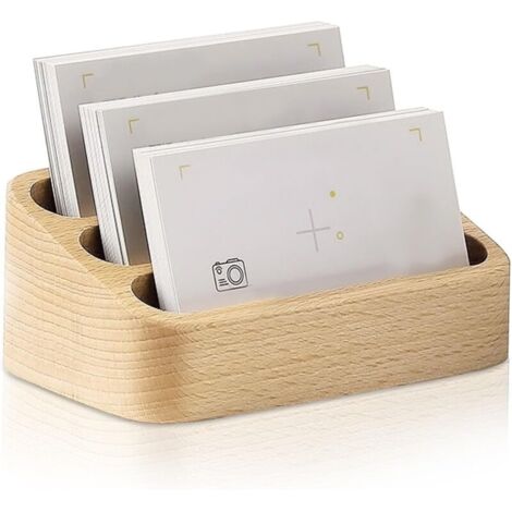 Bardusch-Porte-cartes de visite 3 étages en bois, pour bureau, salon, support brochure