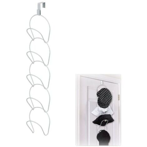 Bardusch-Porte Chapeaux Anneaux Métal Porte Casquettes Multicouche Porte Manteaux Monté sur Porte avec 1 Crochet de Porte pour Casquettes de Baseball Serviettes Écharpes (Blanc)
