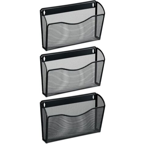 Bardusch - Porte-Documents Mural en Lot de 3, Fer, pour Magazines et journaux, H x L x P : 22 x 35,5 x 8,5 cm, Noir