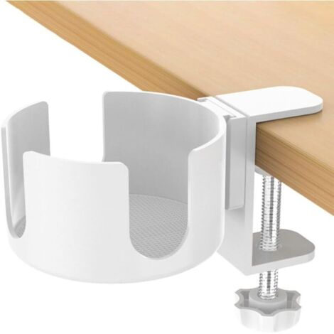Bardusch-Porte-gobelet bureau blanc 3-directionnel, anti-déversement, support mug/canette – montage facile sur table