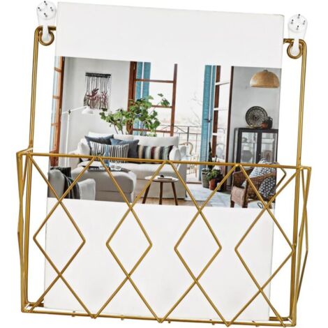 Bardusch - Porte-Magazines Mural Métal Doré Rangement Polyvalent pour Journaux Et Documents Support Décoratif pour Bureau Et Maison