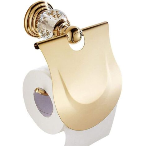 Bardusch-Porte- Rouleau de Papier Toilette avec Couverture, Support de Papier Mural, Titulaire de Papier, Derouleur Papier WC, Or