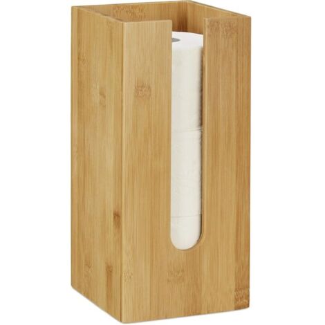 Bardusch-Porte-Rouleau de Toilette Autonome, pour 3 Rouleaux, Rangement Papier hygiénique, Bambou, 33x15x15 cm, Nature