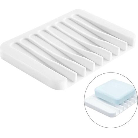 Bardusch-Porte-savon silicone blanc – drainage intégré, antidérapant, compatible comptoir, douche, cuisine